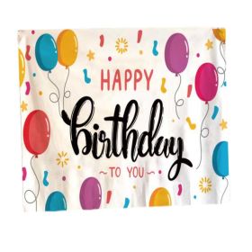 Happy Birthday Tapestry Photo Backdrop Balloon Hanging Blankets Party Decorate Wall Tapestry, 51x59 inch