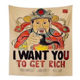 Chinese Style Wall Hanging Backdrop Tapestry Living Room Decor Backdrop Cloth Wall Art Tapestry,59x78 inch The God of Wealth