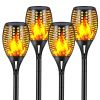 Solar Torch Lights; 48" Height Larger Solar Torches with Flickering Flames Outdoor Garden Indoor Decor - 4 Pack