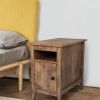 Set of 2 Wood Side Table;  Narrow End Table with Cabinet and Shelf;  2-Tier Nightstand for Small Space