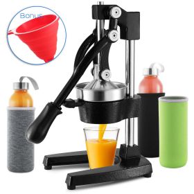 Professional Citrus Juicer Set - 7 Pieces Heavy Duty Iron Commercial Juicer with Glass Juice Bottle and Funnel