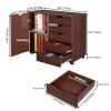 Single Door Five Drawers MDF With PVC Wooden Filing Cabinet Dark Brown