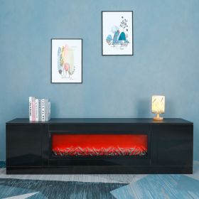 Living Room Furniture Modern Black Electric Fireplace TV Stand with Insert Fireplace;  without Remote and Timer