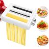 Pasta Maker Attachment 3 in 1 Set for Stand Mixers; with Pasta Sheet Roller; Spaghetti Cutter; Fettuccine Cutter Maker Accessories and Cleaning Brush