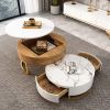 Modern Nesting Coffee Table Set With Sintered Stone Top;  Lift-top Coffee Table Set Of 2;  31.5"