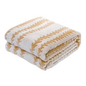 Back Printing Shaved Flannel Plush Blanket; Light Brown Stripe Blanket for Bed or Sofa; 60&quot; x 80&quot; (2 Pack Set of 2)