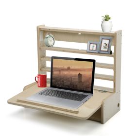 Wall Mounted Table Multifunctional Folding Wall-Mounted Laptop Desk Writing Table Fold Down Desk for Home Office, wood color XH