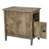 Set of 2 Wood Side Table;  Narrow End Table with Cabinet and Shelf;  2-Tier Nightstand for Small Space