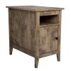 Set of 2 Wood Side Table;  Narrow End Table with Cabinet and Shelf;  2-Tier Nightstand for Small Space