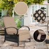 Outdoor Reclining Lounge Chair Automatic Adjustable Patio Lounge Sofa with Comfortable Cushion