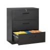 3 Drawer Lateral Filing Cabinet for Legal/Letter A4 Size; Large Deep Drawers Locked by Keys; Locking Wide File Cabinet for Home Office; Metal Steel