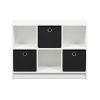 Basic 6 Cube Storage Organizer Bookcase with Bins; White & Black