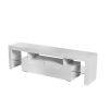 White morden TV Stand with LED Lights; high glossy front TV Cabinet; can be assembled in Lounge Room; Living Room or Bedroom; color:WHITE