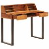 vidaXL Desk 43.3"x19.7"x37" Solid Sheesham Wood and Steel