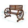 Rustic 2-Person Wooden Wagon Wheel Bench with Slatted Seat and Backrest XH