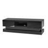 51.18inch Black morden TV Stand with LED Lights; high glossy front TV Cabinet; can be assembled in Lounge Room; Living Room or Bedroom; color:BLACK