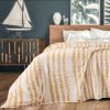 Back Printing Shaved Flannel Plush Blanket; Light Brown Stripe Blanket for Bed or Sofa; 60&quot; x 80&quot; (2 Pack Set of 2)