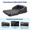 Inflatable Sofa Bed; Air Mattress; Lounge Chair Couch for Camping; 5-in-1; Full; Black