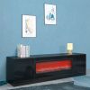 Living Room Furniture Modern Black Electric Fireplace TV Stand with Insert Fireplace;  without Remote and Timer