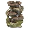 Indoor Calm 5 Step Rock Waterfall Waterfall Table Fountain with LED Lights - 14 Inch