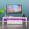 White morden TV Stand with LED Lights; high glossy front TV Cabinet; can be assembled in Lounge Room; Living Room or Bedroom; color:WHITE