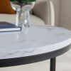 Modern Nesting coffee table; Black metal frame with marble color top-23.6'