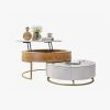 Modern Nesting Coffee Table Set With Sintered Stone Top;  Lift-top Coffee Table Set Of 2;  31.5"