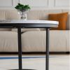 Modern Nesting coffee table; Black metal frame with marble color top-23.6'