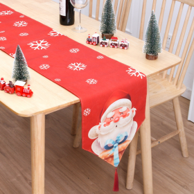 Holiday Party Christmas Table Flag Double Printing Snowman Table Mat (Color: Color E)