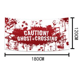 Halloween Flag Hotel Ktv Haunted House Horror Decoration Pvc Blood Knife Pull Pull Props Props Hanging Banner (Style: 120*180cm  cloth poster)