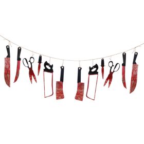 Halloween Flag Hotel Ktv Haunted House Horror Decoration Pvc Blood Knife Pull Pull Props Props Hanging Banner (Style: 12-blood knife)