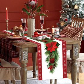 Christmas Tree Pine Needles Safflower Table Runner Wedding Decor Table Cover Christmas Decoration Holiday Party Tablecloth (Color: 8)