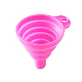 1pc Silicone Small Funnel;  Retractable Folding Funnel (Color: pink)