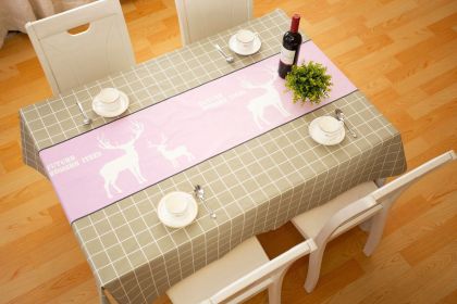 Nordic style ins net red grid table flag table cloth waterproof oil proof wash free table cloth tea table mat PEVA wholesale (colour: Double Deer Grey Grid)