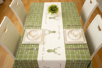 Nordic style ins net red grid table flag table cloth waterproof oil proof wash free table cloth tea table mat PEVA wholesale (colour: Loving deer)