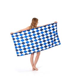 Foreign trade Cross border printed beach towel Customized Amazon adult printed swimming beach seat towel bath towel (colour: Blue white diamond pattern)