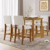 5 Piece Rustic Wooden Counter Height Dining Table Set with 4 Upholstered Chairs for Small Places;  Espresso+ Beige