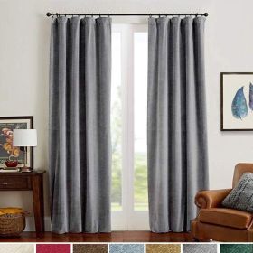 Velvet Blackout Curtains 84 inches Length Thermal Insulated Soft Drapes for Bedroom Living Room Rod Pocket Window Curtains 2 Panels (Color: gray)