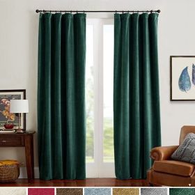 Velvet Blackout Curtains 84 inches Length Thermal Insulated Soft Drapes for Bedroom Living Room Rod Pocket Window Curtains 2 Panels (Color: Green)