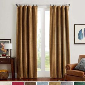 Velvet Blackout Curtains 84 inches Length Thermal Insulated Soft Drapes for Bedroom Living Room Rod Pocket Window Curtains 2 Panels (Color: Brown)