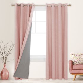 100% Blackout Curtains for Bedroom; 84 inch Length 2 Panels Set; Grommet Thermal Insulated Curtains (52" x 84"; 2 Panels) (Color: Coral Pink)