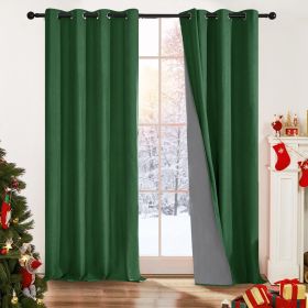 100% Blackout Curtains for Bedroom; 84 inch Length 2 Panels Set; Grommet Thermal Insulated Curtains (52" x 84"; 2 Panels) (Color: Dark Forest)