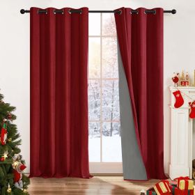 100% Blackout Curtains for Bedroom; 84 inch Length 2 Panels Set; Grommet Thermal Insulated Curtains (52" x 84"; 2 Panels) (Color: Wine Red)