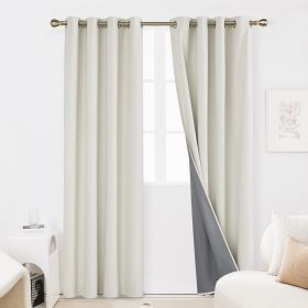 100% Blackout Curtains for Bedroom; 84 inch Length 2 Panels Set; Grommet Thermal Insulated Curtains (52" x 84"; 2 Panels) (Color: Cream)