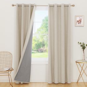 100% Blackout Curtains for Bedroom; 84 inch Length 2 Panels Set; Grommet Thermal Insulated Curtains (52" x 84"; 2 Panels) (Color: Flaxen)