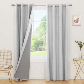 100% Blackout Curtains for Bedroom; 84 inch Length 2 Panels Set; Grommet Thermal Insulated Curtains (52" x 84"; 2 Panels) (Color: Light Gray)