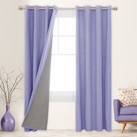 100% Blackout Curtains for Bedroom; 84 inch Length 2 Panels Set; Grommet Thermal Insulated Curtains (52" x 84"; 2 Panels) (Color: Light Purple)