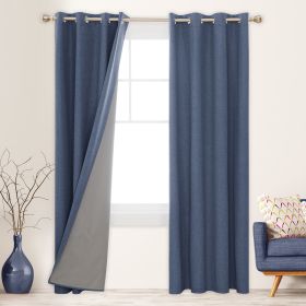 100% Blackout Curtains for Bedroom; 84 inch Length 2 Panels Set; Grommet Thermal Insulated Curtains (52" x 84"; 2 Panels) (Color: Blue)