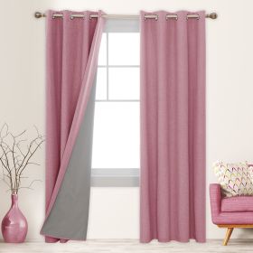 100% Blackout Curtains for Bedroom; 84 inch Length 2 Panels Set; Grommet Thermal Insulated Curtains (52" x 84"; 2 Panels) (Color: pink)