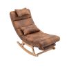 COOLMORE living room Comfortable rocking chair with Footrest/Headrest living room chair Beige